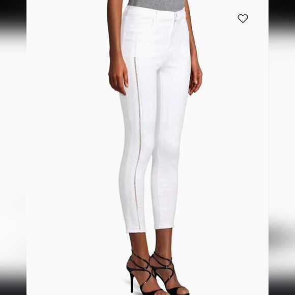 J BRAND Alana High-Rise White Ladder Lace Cropped Skinny Jeans Size 28 - Picture 3 of 12